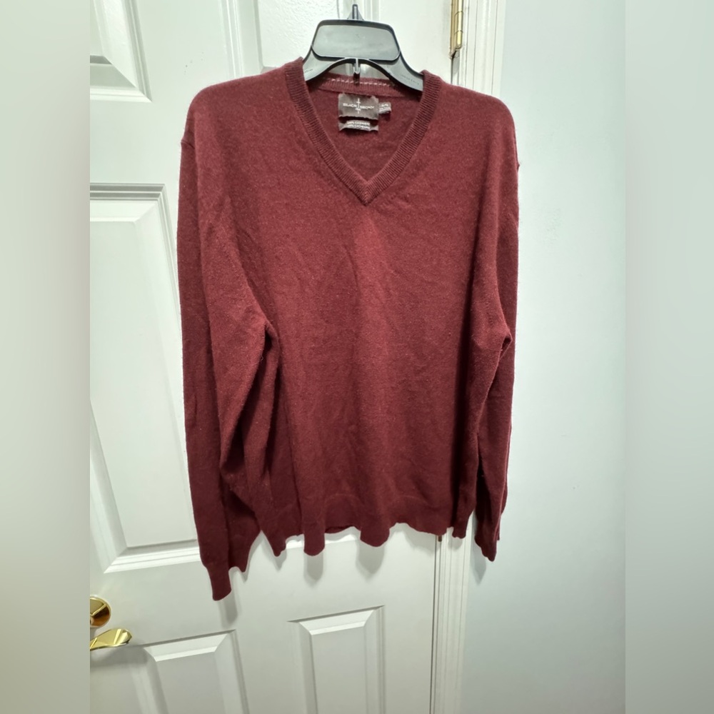 Black Brown 1826 size xl 100% cashmere burgundy sweater v neck